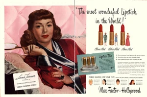 1947 Max Factor Hollywood: Lana Turner Vintage Print Ad - Picture 1 of 1