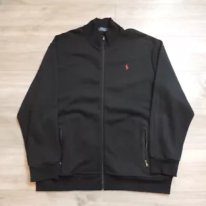 Polo Ralph Lauren Double Knit Track Jacket Mens XXL Black Full Zip Mesh Red Pony - Picture 1 of 8
