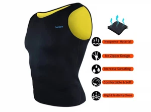 Men’s Neoprene Sleevless Vest. Black/yellow. Size Lg. Item 164C. - Picture 1 of 4