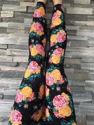 LuLaRoe OS Legging NEW Pink Gold Rose Floral Flowers Pretty Rare HTF NWT - Изображение 1 из 2