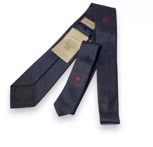 GUCCI Necktie Men's Tie Dark Blue Navy Bee Italy Free Ship Excellent Condition - Picture 1 of 10