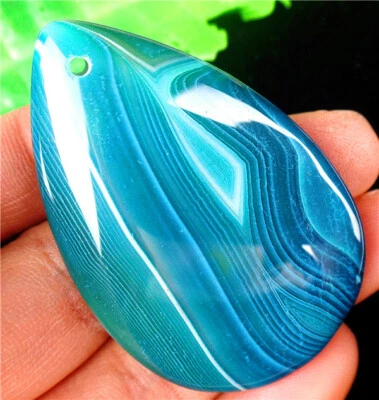 50x33x6mm Rayas Azules Ónix Ágata Lágrima Curación Colgante Cuentas AD66529 Foto 1 de 3