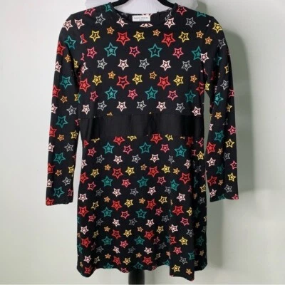 Sonia Rykiel Girl's Black Colorful Star Print Long Sleeve Dress Size 14 Years - Image 1 of 4