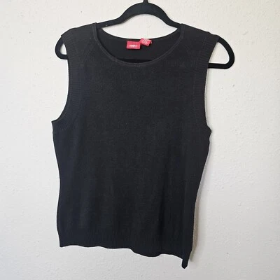 Mossimo Top Mujer Grande Negro Sin Mangas Suéter "Chaleco" Delgado De Colección *LEER* Foto 1 de 4