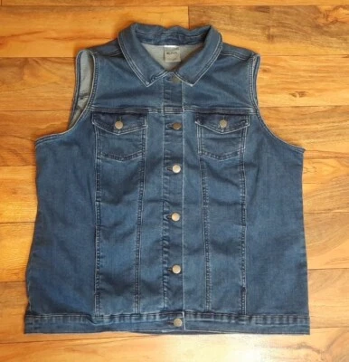 Blair женщин полный кнопка спереди Jean жилет размер L синий Med стирка джинсовой ткани эластичной  - Изображение 1 из 4