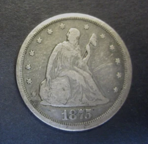 1875-S Seated Liberty Silver Twenty-Cent (20C) Piece ~ Circulated Fine Condition - Picture 1 of 2