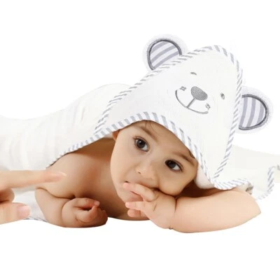 Lotus 100% organic bamboo baby hooded towel & washcloth set - Image 1 of 4