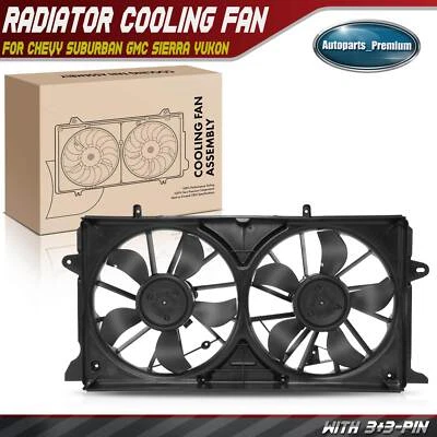 Ventilador de refrigeración de radiador de doble motor con conjunto de cubierta para Chevy Suburban GMC Sierra Foto 1 de 4