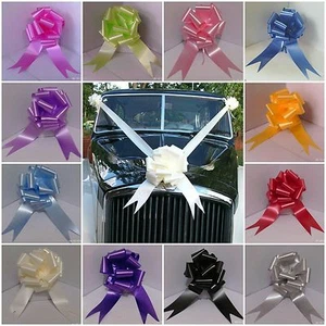 Wedding Car Decoration Kit 3 Large Pull Bows & 8 Metres 2" Ribbon 21 Colours    - Picture 1 of 58