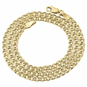 10K Yellow Gold 3.5MM Double Cuban Curb Italian Link Chain Necklace 16-26 Inches - Picture 1 of 11