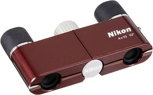 Nikon Binoculars Yu 4X10D CF Doha Prism Type 4x 10 Caliber Wine Red From japan - Picture 1 of 3