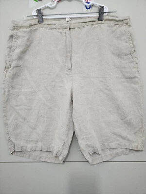 Pantalones Cortos Eileen Fisher Mujer 16 Beige Chino 100% Lino Orgánico Playa Relax 10" Foto 1 de 4