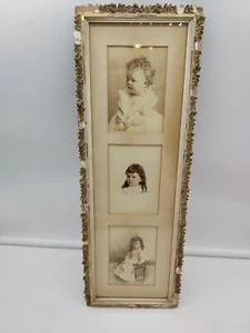 Antik Vintage viktorianisch Baby Mädchen Bilder 3 & 6 Monate 1 Jahr Trio gerahmtes Bild - Bild 1 von 19
