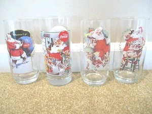Juego Serie Coca Cola/Tres Vasos Haddon Sundblom y 1 Cristal Santa De Colección - Imagen 1 de 12