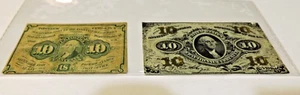 TWO(2)-1863 Fractional Union Currency 10, 10 Cents Civil War XF-AU #0096EPC - Picture 1 of 8