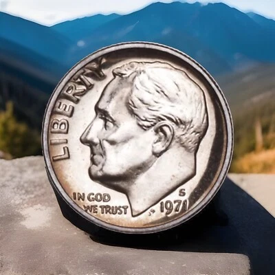 Moneda de diez centavos Roosevelt 1971-S prueba de gemas envío rápido Foto 1 de 4