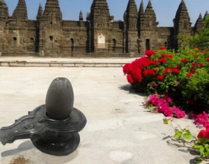 18" Handcrafted Narmada River Shivling with Yoni Base Shiva Temple Pooja Room - Picture 1 of 6