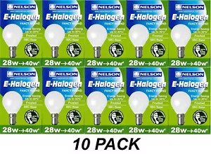 10 x 28W Pearl Fancy Round Light Globes Bulbs Lamp Small Bayonet SBC B15 Halogen - Picture 1 of 4