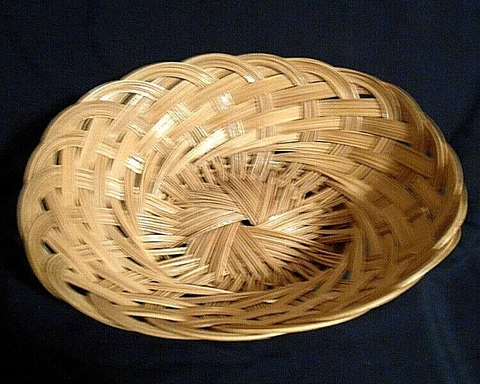 Large Oval Wicker Bread Muffin Basket 13 " x 10 1/2" & 4 1/2" Deep Cover