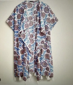 J.Crew Beach Poncho in Block Print, Size M - L, Multicolor Cotton & Tasseled NWT - Picture 1 of 15