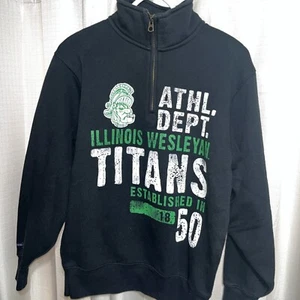 Women’s Size Small Fleece, Illinois Wesleyan Titans, Black, Green, Zipper - Picture 1 of 8