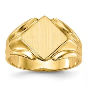 Real 14kt Yellow Gold 11.5x11.5mm Closed Back Signet Ring S:6 - Picture 1 of 7