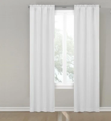 ECLIPSE Solid Minimalist Blackout Thermal Liner for Window Curtains-27x80, White - Image 1 of 4