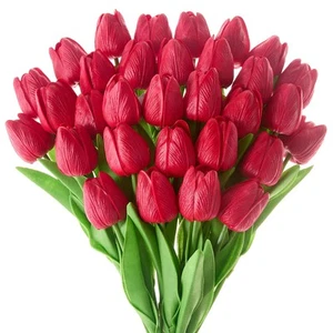 30 Pcs Red Artificial Tulips Tulips Artificial Flowers Faux Tulips Fake Tulip... - Picture 1 of 7