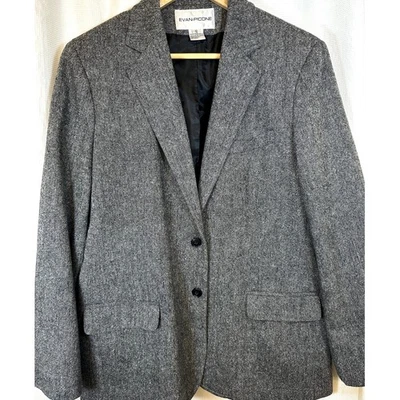Blazer clásico Evan Picone para mujer talla 12 lana tweed oficina trabajo carrera negocios Foto 1 de 4