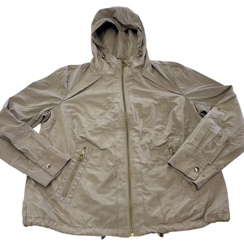Giacca a vento Michael Kors donna grande marrone con cappuccio cappotto leggero