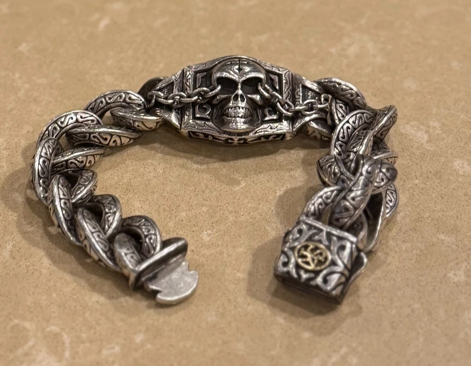 "Pulsera Scott Kay calavera encadenada sin envejecer talla 8,25""" Foto 1 de 4