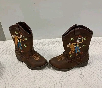 NEW Disney Toy Story Woody Little Kids Youth - Size 7 Brown Zip Cowboy Boots - Image 1 of 4