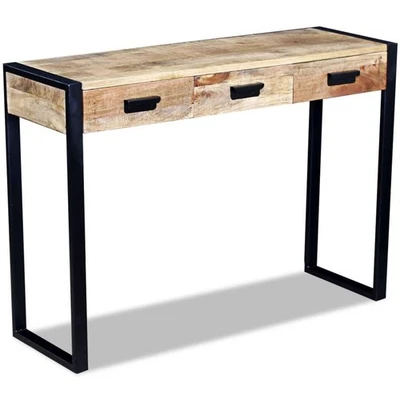 NNEVL Console Table with 3 Drawers Solid Mango Wood 110x35x78 cm - Image 1 of 4
