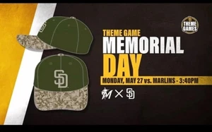 San Diego Padres LTD ED Militär Gedenktag Thema Spiel tarnfarbene Mütze 27.05.2024 NEU - Bild 1 von 1