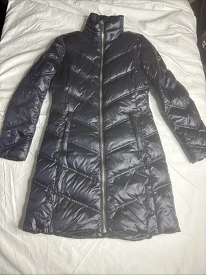 Куртка женская Michael Kors XS синяя упаковываемая вниз длинное пуховое пальто - Изображение 1 из 4