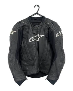 Good Condition ALPINESTARS Men's Black Leather Motorcycle Jacket US 40 - Picture 1 of 5