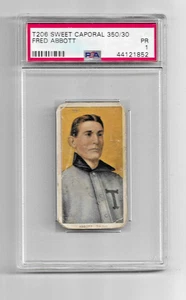 1909 T206 SWEET CAPORAL 350/30 TOBACCO BASEBALL CARD FRED ABBOTT PSA 1 MUD HENS - Picture 1 of 5