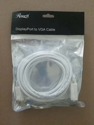 NEW Rosewill 15-Foot White DisplayPort to VGA Cable - Image 1 of 2