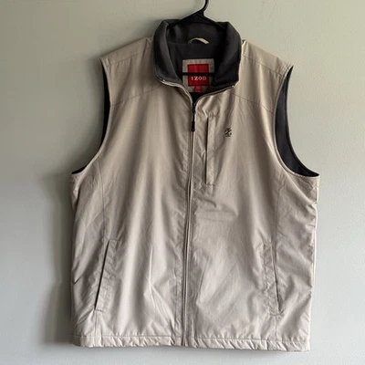 Colete masculino Izod grande bronzeado cinza lã forrado zíper completo macio vento resistente à água - Imagem 1 de 4