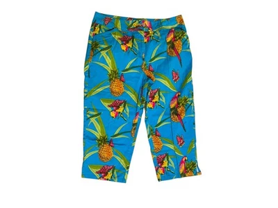 Pantalones Bill Blass para mujer 12 Petite piña loro mariposa recortados elásticos Foto 1 de 4