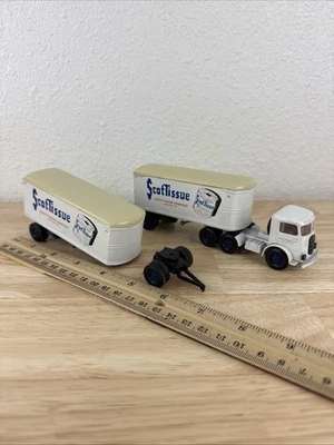AHL Mack CJ Scot Tissue Tractor Double Trailer Semi Truck 1:64 Diecast - Image 1 of 4
