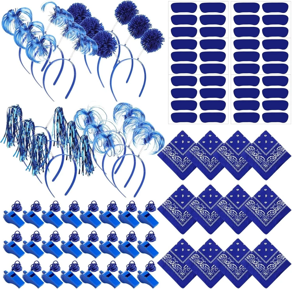 54 шт. товары для вечеринок помпон помпон обруч бандана пластиковый свисток наклейка на глаза для H - Изображение 1 из 4