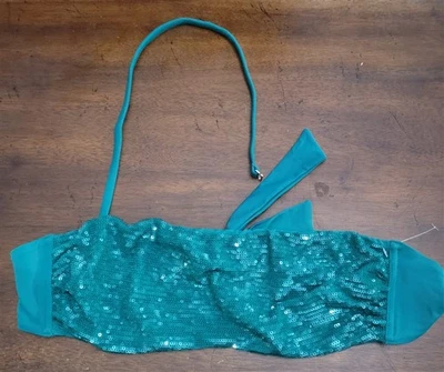 Nuevo sin etiquetas Top de natación bikini bandeau verde lentejuelas Calzedonia Colbey 122642 Foto 1 de 2