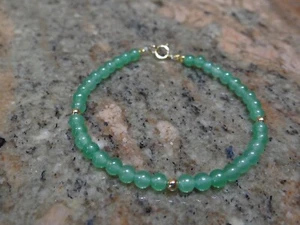 14K Yellow Gold Aventurine Gemstone Bracelet 7.5" - Picture 1 of 1
