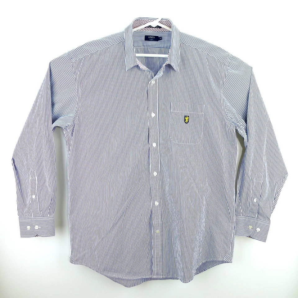 Lincs Blue Stripe Dress Shirt Mens XL Long Sleeve Button Up - Image 1 of 4