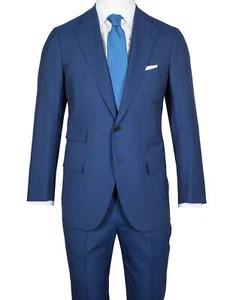 Cesare Attolini Anzug in blau mit Pattentaschen und Billettasche aus Super 120'S - Picture 1 of 16