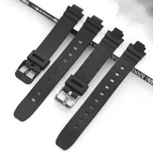Convex Opening 10MM TPU Watch Band For Casio LA-20WH Special Strap Wrist Black - Picture 1 of 10