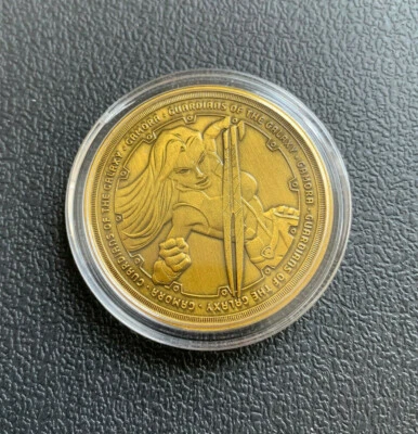 MARVEL GUARDIANS OF THE GALAXY ENCAPSULATED  GOLD PLATED MEDAL GAMORA - Image 1 of 4