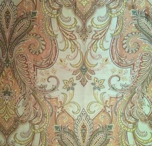 BRUNSCHWIG & FILS Balvenie Aqua Taupe Paisley Linen Cotton Italy Remnant New - Picture 1 of 1