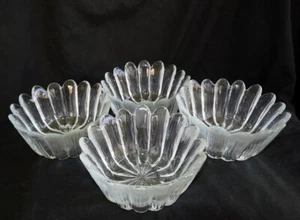 4-Vtg Pilgrim Glass or Scandinavian Textured Icy 16 Petal Bowls-5-7/8" X 2-7/8" - Picture 1 of 9